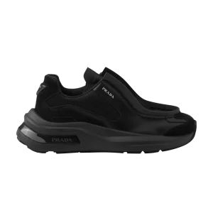 Prada Systeme Baskets en cuir brossé 'Noir' Noir 2EG424 3C37 F0002