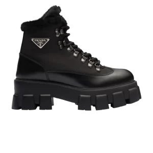 Baskets Prada Wmns Monolith Boot en cuir brossé et nylon 'Noir' Noir 1T260N 3LLD F0002