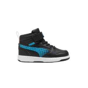 Puma Rebound V6 Mid Baskets 'Black Flame Flicker' pour tout-petits Noir/Scintillement/Blanc 397947 02