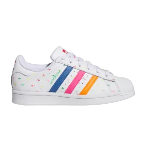 adidas Superstar J 'Allover Trefoild Print - Blanc Magenta Orange' Nuage Blanc/Impulsion Violet/Meilleur Écarlate ID9806
