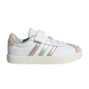 adidas VL Court 3.0 C 'Linen Green Sandy Pink' Blanc Nuage/Vert Lin Métallisé/Rose Sable Métallisé IH4952