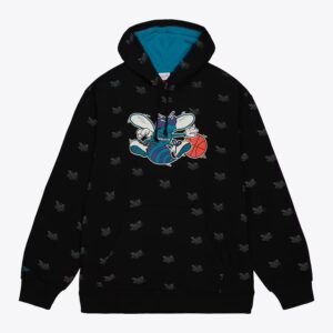 Mitchell & Ness Sweat à capuche noir Charlotte Hornets en polaire imprimé intégral Noir 1500958