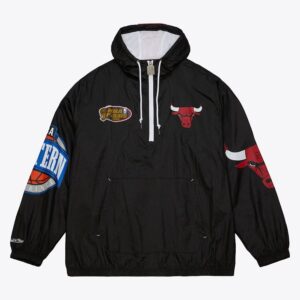 Mitchell & Ness Black Chicago Bulls Team 2.0 Anorak Veste coupe-vent à quart de zip Noir 1589099