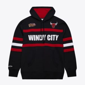 Mitchell & Ness Black Chicago Bulls Vintage Logo Head Coach Pull à capuche en polaire Noir 1378964