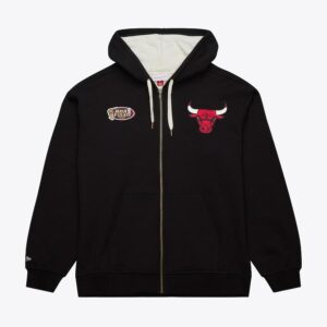 Mitchell & Ness Black Chicago Bulls Vintage Logo Playoff Win 2.0 Sweat à capuche entièrement zippé Noir 1427558