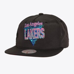 Mitchell & Ness Noir Los Angeles Lakers '90s Réfléchissant Vintage Logo Snapback Chapeau Crème 1590099
