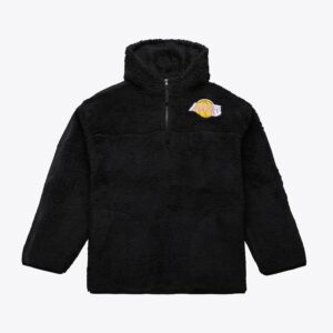 Mitchell & Ness Noir Los Angeles Lakers Polar Fleece Quarter-Zip Pull à capuche Blanc 1502794