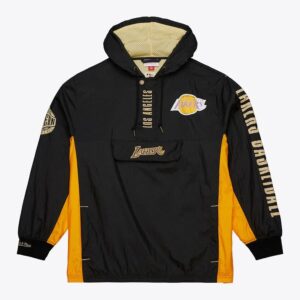 Anorak Mitchell & Ness Noir Los Angeles Lakers Team OG 2.0 Vintage Logo Anorak Quarter-Zip Hoodie Veste coupe-vent Noir 1576908