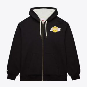 Mitchell & Ness Noir Los Angeles Lakers Vintage Logo Playoff Win 2.0 Sweat à capuche entièrement zippé Argent 1502783