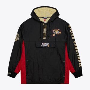 Mitchell & Ness Anorak Noir Philadelphia 76ers Team OG 2.0 Vintage Logo Anorak Quarter-Zip Sweat à capuche Coupe-vent Veste Noir 1588907