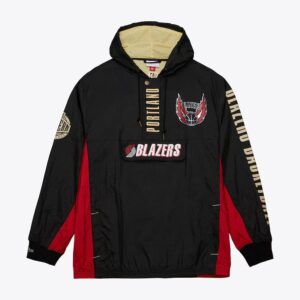 Mitchell & Ness Anorak Noir Portland Trail Blazers Team OG 2.0 Vintage Logo Anorak Quarter-Zip Sweat à capuche Coupe-vent Veste Noir 1588894