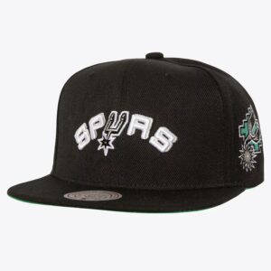 Mitchell & Ness Noir San Antonio Spurs Hardwood Classics Triple Play Snapback Chapeau Crème 1589702