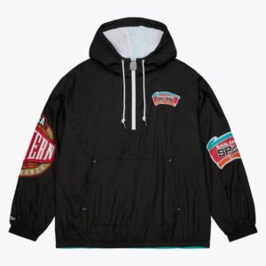 Mitchell & Ness Noir San Antonio Spurs Team 2.0 Anorak Coupe-vent à quart de zip Crème 1589086