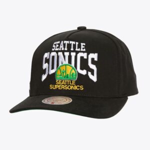 Mitchell & Ness Noir Seattle SuperSonics Hardwood Classics Big Time Pro Snapback Chapeau Noir 1590119