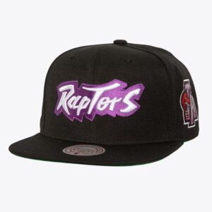 Mitchell & Ness Noir Toronto Raptors Hardwood Classics Triple Play Snapback Chapeau Crème 1589708