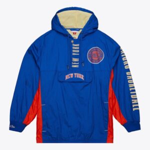 Anorak Mitchell & Ness Bleu New York Knicks Team OG 2.0 Vintage Logo Anorak Quarter-Zip Hoodie Veste Coupe-Vent Bleu 1588931