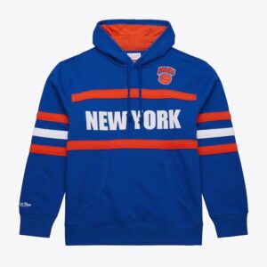 Mitchell & Ness bleu New York Knicks Vintage Logo Head Coach polaire pull à capuche bleu 1378938