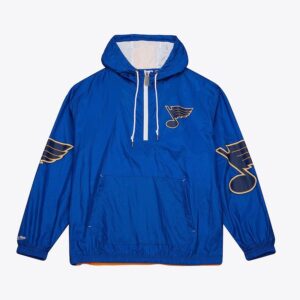 Anorak Mitchell & Ness Bleu St. Louis Blues Team 2.0 Anorak Coupe-vent à quart de zip Bleu 1378722