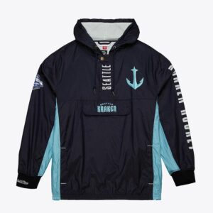 Mitchell & Ness Deep Sea Blue Seattle Kraken Team OG 2.0 Anorak Quarter-Zip Hoodie Veste coupe-vent Bleu foncé 1378761