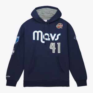 Mitchell & Ness Dirk Nowitzki Navy Dallas Mavericks 2023 Naismith Basketball Hall Of Fame Nom et numéro Pull à capuche Gris 1502820