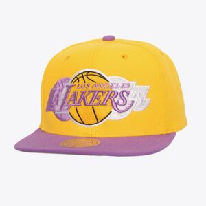 Mitchell & Ness Gold Los Angeles Lakers Hardwood Classics Triple Up Snapback Chapeau Jaune 1589685