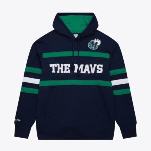 Mitchell & Ness Navy Dallas Mavericks Vintage Logo Head Coach Pull à capuche en polaire Crème 1379003