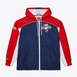 Mitchell & Ness Navy Florida Panthers Big Shot Premium Winbreaker Veste entièrement zippée Gris 1378428