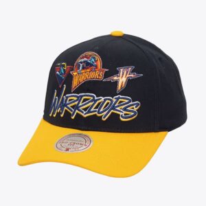 Casquette de baseball Mitchell & Ness Navy Golden State Warriors Eldy Script Hardwood Classics Snapback Hat Bleu 1589900