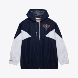 Anorak Mitchell & Ness Navy Golden State Warriors Vintage Logo Ultimate Veste coupe-vent légère à fermeture éclair intégrale Bleu 1576977