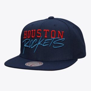 Casquette de baseball Mitchell & Ness Navy Houston Rockets Hardwood Classics Team Tagged Snapback Hat Crème 1589962