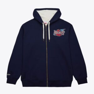 Mitchell & Ness Navy Houston Rockets Vintage Logo Playoff Win 2.0 Sweat à capuche entièrement zippé noir 1431863