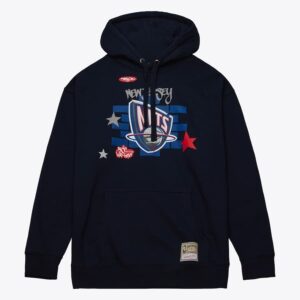 Mitchell & Ness Navy New Jersey Nets Hardwood Classics Tats Cru Le 50e anniversaire du hip-hop Brick Pull à capuche Bleu foncé 1577165