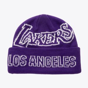 Mitchell & Ness Violet Los Angeles Lakers Hardwood Classics K.O. Bonnet à revers vintage en tricot noir 1590138