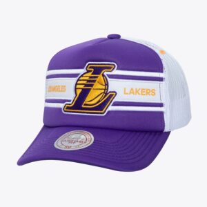 Mitchell & Ness Violet Los Angeles Lakers Sideline Trucker Snapback Chapeau Violet 1589944