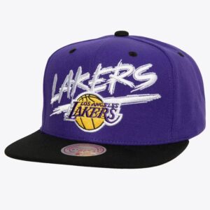 Mitchell & Ness Violet Los Angeles Lakers Transcript Snapback Chapeau Violet 1589972