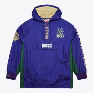 Mitchell & Ness Violet Milwaukee Bucks Team OG 2.0 Vintage Logo Anorak Quarter-Zip Sweat à capuche Coupe-vent Veste Violet 1588919