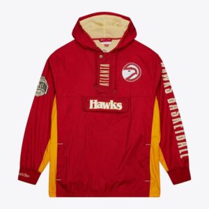 Mitchell & Ness Red Atlanta Hawks Team OG 2.0 Vintage Logo Anorak Quarter-Zip Sweat à capuche coupe-vent Veste Rouge 1588853