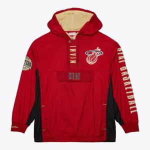 Anorak Mitchell & Ness Rouge Miami Heat Team OG 2.0 Vintage Logo Anorak Quarter-Zip Sweat à capuche Coupe-vent Veste Rouge 1588868