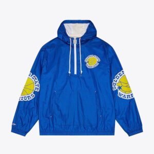 Mitchell & Ness Royal Golden State Warriors Team 2.0 Anorak Veste coupe-vent à quart de zip Bleu 1589074