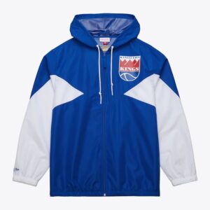 Mitchell & Ness Royal Kansas City Kings Vintage Logo Ultimate Veste coupe-vent légère à fermeture éclair complète Anorak Bleu 1589614