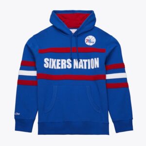 Mitchell & Ness Royal Philadelphia 76ers Vintage Logo Head Coach Pull à capuche en polaire Bleu 1426911