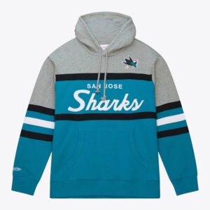 Mitchell & Ness Teal San Jose Sharks Head Coach Pull à capuche Gris 1378296