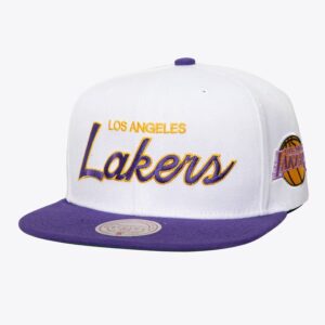 Mitchell & Ness Blanc Los Angeles Lakers 1996 NBA Draft Hardwood Classics Snapback Chapeau Blanc 1590104