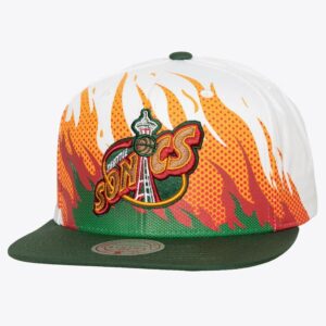 Mitchell & Ness Casquette Seattle SuperSonics Hot Fire Snapback Blanc 1590110