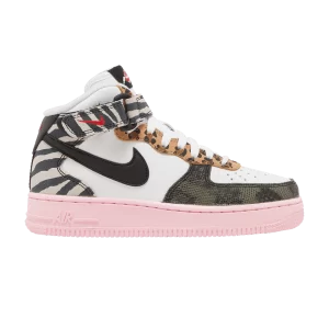 Nike Wmns Air Force 1 Mid 'Tunnel Walk' Blanc/Rose bébé moyen/Rouge université/Noir DZ4841 100