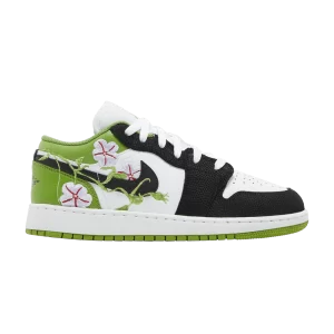 Baskets Air Jordan 1 Low SE GS 'Floral' Blanc/Noir/Vert hauteur/Brume lavande/Vert vif/Rouge DQ8389 100