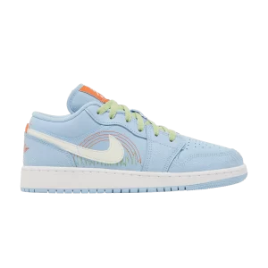 Air Jordan 1 Low SE GS 'Blue Stitch' Bleu psychique/Vert vif/Orange sécurité/Voile DO8227 400