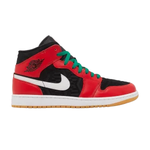 Baskets Air Jordan 1 Mid SE 'Christmas' Noir/Blanc/Malachite/Rouge feu DQ8417 006