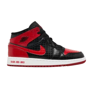 Air Jordan 1 Mid SS GS 'Noir + Rouge = Bred' Noir/Rouge/Blanc DM9650 001