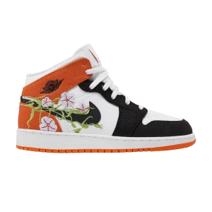 Baskets Air Jordan 1 Mid GS 'Floral' Blanc/Noir/Étoile de mer/Vert vif/Brume lavande/Vert hauteur DQ8390 100